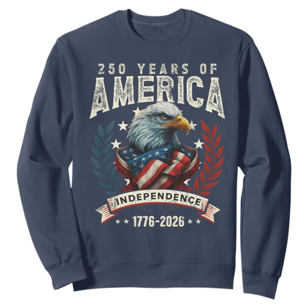 250 Years Of America Sweatshirt 250th American Anniversary Independence Bald Eagle TS11 Navy Print Your Wear