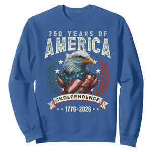 250 Years Of America Sweatshirt 250th American Anniversary Independence Bald Eagle TS11 Royal Blue Print Your Wear