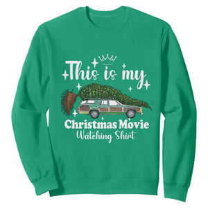 This Is My Christmas Movie Watching Sweatshirt Vintage Xmas Tree Car TS11 Irish Green Print Your Wear