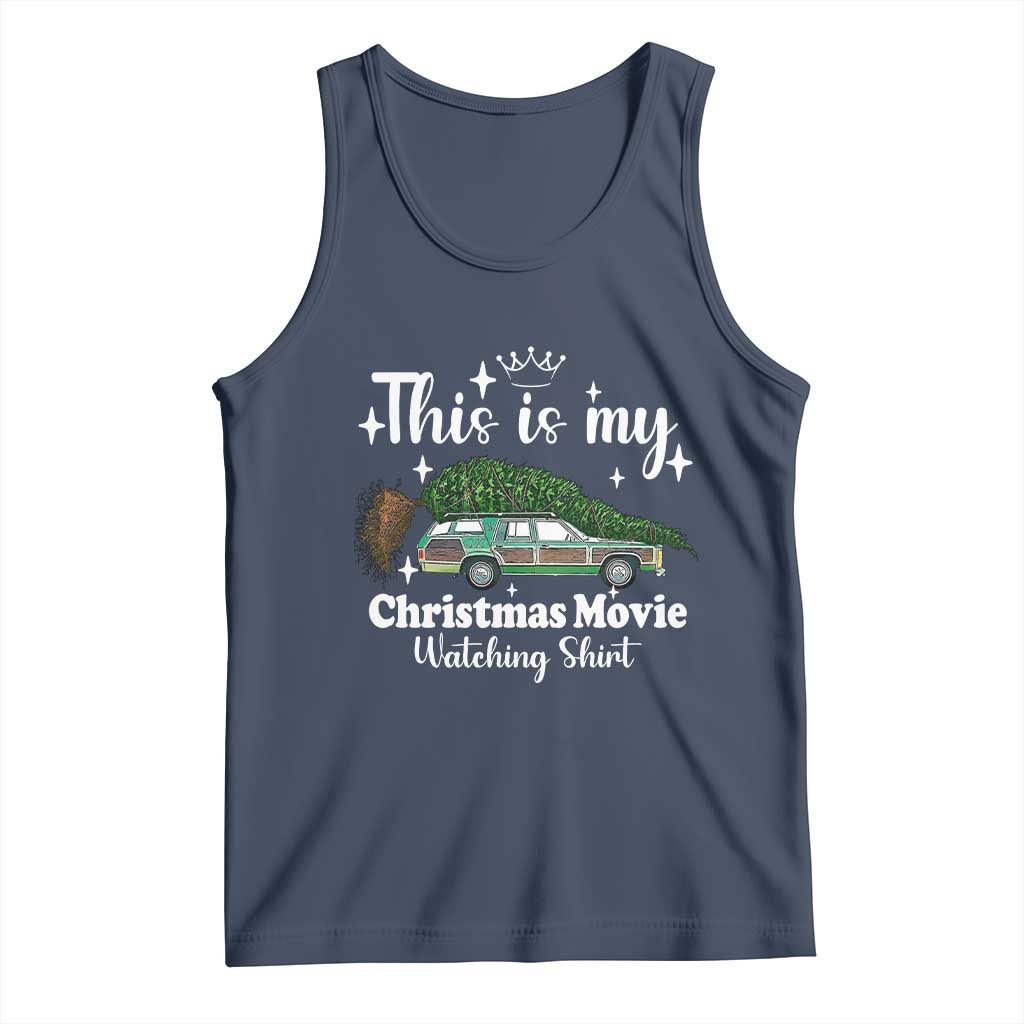This Is My Christmas Movie Watching Tank Top Vintage Xmas Tree Car TS11 Navy Print Your Wear