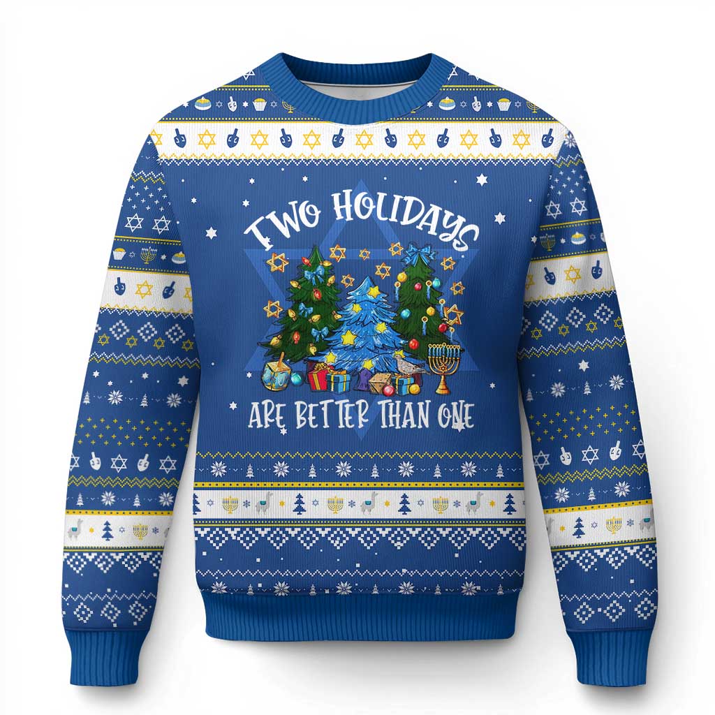 Christmas Hanukkah Hanukkah Ugly Sweater Two Holidays Are Better Than One Christmukkah Tree TS11 Blue White Print Your Wear