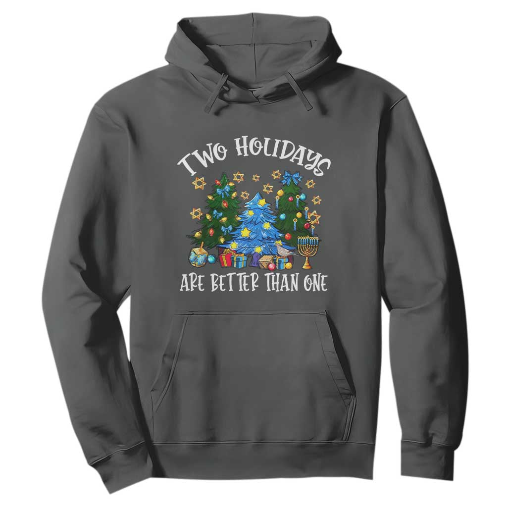 Christmas Hanukkah Hoodie Two Holidays Are Better Than One Christmukkah Tree TS11 Dark Heather Print Your Wear