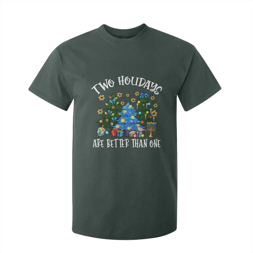 Christmas Hanukkah T Shirt For Kid Two Holidays Are Better Than One Christmukkah Tree TS11 Dark Forest Green Print Your Wear