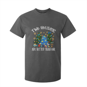 Christmas Hanukkah T Shirt For Kid Two Holidays Are Better Than One Christmukkah Tree TS11 Dark Heather Print Your Wear