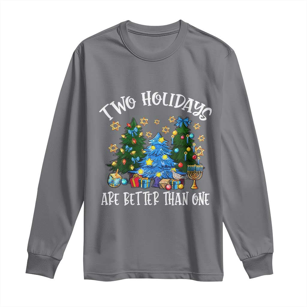 Christmas Hanukkah Long Sleeve Shirt Two Holidays Are Better Than One Christmukkah Tree TS11 Charcoal Print Your Wear