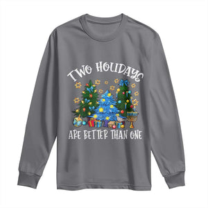 Christmas Hanukkah Long Sleeve Shirt Two Holidays Are Better Than One Christmukkah Tree TS11 Charcoal Print Your Wear