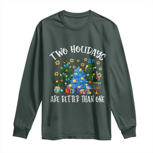 Christmas Hanukkah Long Sleeve Shirt Two Holidays Are Better Than One Christmukkah Tree TS11 Dark Forest Green Print Your Wear
