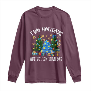 Christmas Hanukkah Long Sleeve Shirt Two Holidays Are Better Than One Christmukkah Tree TS11 Maroon Print Your Wear