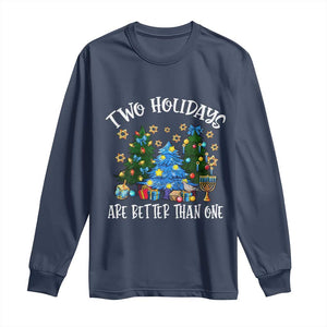 Christmas Hanukkah Long Sleeve Shirt Two Holidays Are Better Than One Christmukkah Tree TS11 Navy Print Your Wear