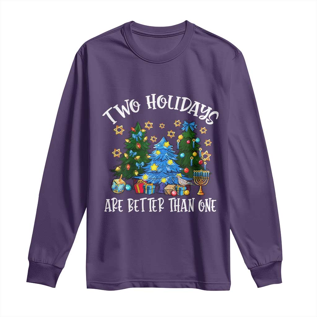 Christmas Hanukkah Long Sleeve Shirt Two Holidays Are Better Than One Christmukkah Tree TS11 Purple Print Your Wear
