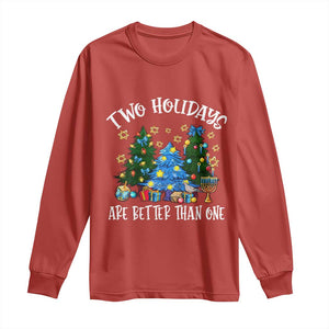 Christmas Hanukkah Long Sleeve Shirt Two Holidays Are Better Than One Christmukkah Tree TS11 Red Print Your Wear
