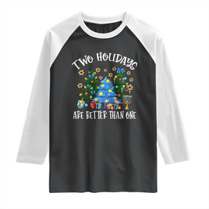 Christmas Hanukkah Raglan Shirt Two Holidays Are Better Than One Christmukkah Tree TS11 Black White Print Your Wear
