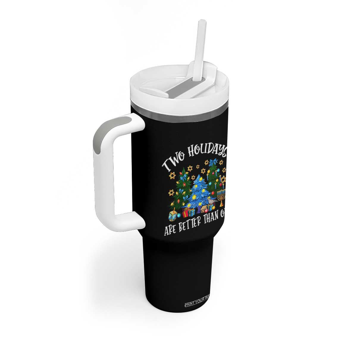 Christmas Hanukkah Tumbler With Handle Two Holidays Are Better Than One Christmukkah Tree TS11 Print Your Wear
