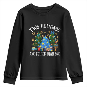 Christmas Hanukkah Youth Sweatshirt Two Holidays Are Better Than One Christmukkah Tree TS11 Black Print Your Wear