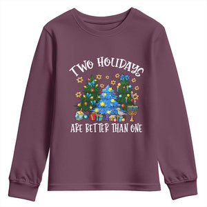 Christmas Hanukkah Youth Sweatshirt Two Holidays Are Better Than One Christmukkah Tree TS11 Maroon Print Your Wear