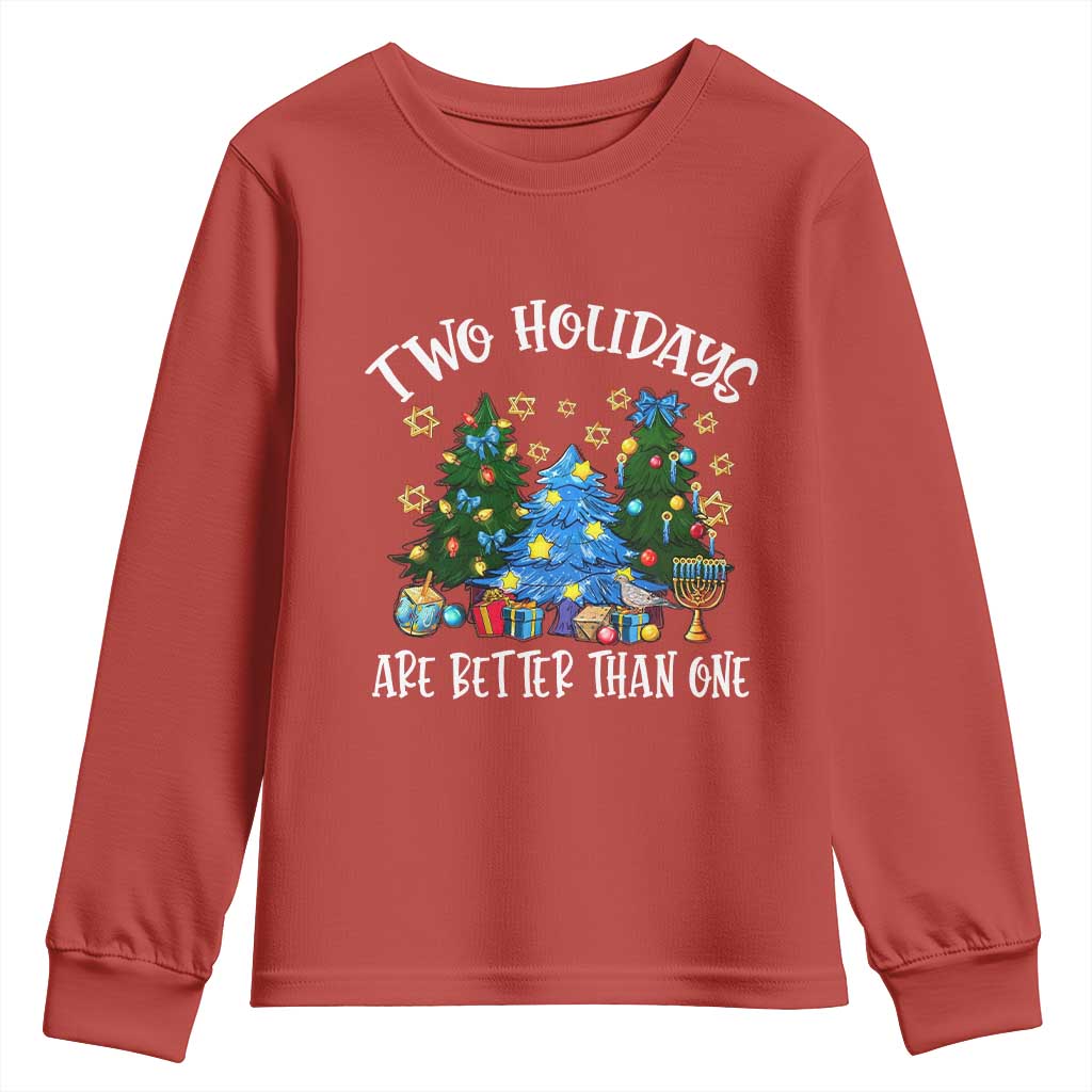 Christmas Hanukkah Youth Sweatshirt Two Holidays Are Better Than One Christmukkah Tree TS11 Red Print Your Wear