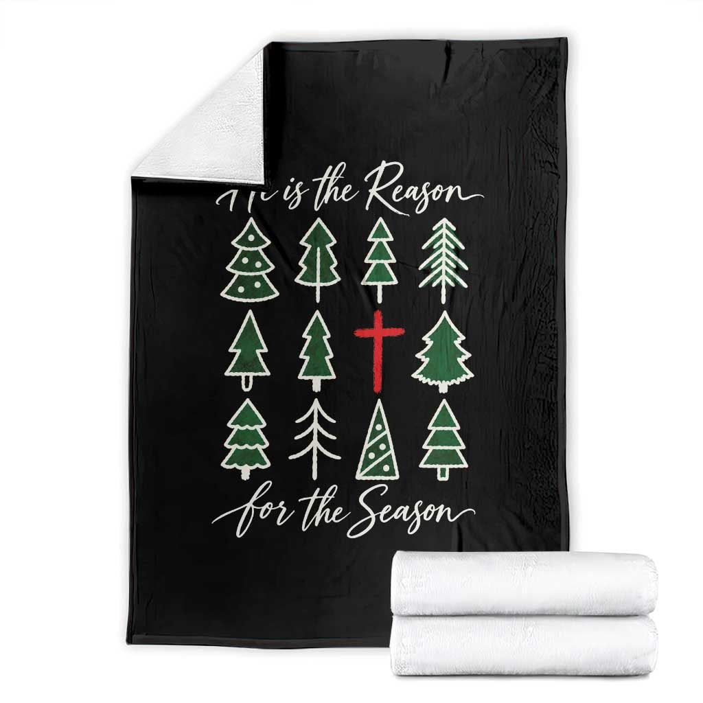 He Is The Reason For The Season Christian Christmas Throw Blanket Religious Xmas Tree