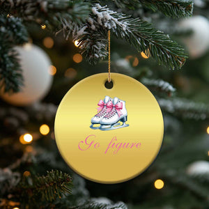 Figure Skater Christmas Ornament Go Figure Coquette Pink Bow Ice Skating TS11 Print Your Wear