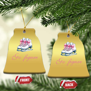 Figure Skater Christmas Ornament Go Figure Coquette Pink Bow Ice Skating TS11 Bell Flake Gold Print Your Wear