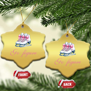 Figure Skater Christmas Ornament Go Figure Coquette Pink Bow Ice Skating TS11 Snow Flake Gold Print Your Wear