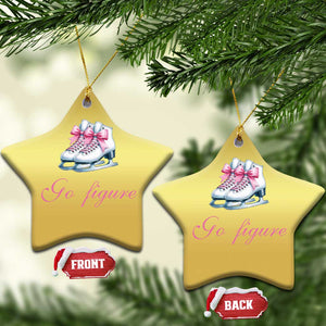 Figure Skater Christmas Ornament Go Figure Coquette Pink Bow Ice Skating TS11 Star Gold Print Your Wear