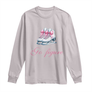 Figure Skater Long Sleeve Shirt Go Figure Coquette Pink Bow Ice Skating TS11 Ice Gray Print Your Wear