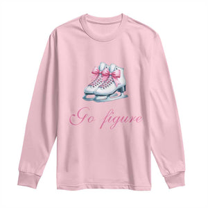 Figure Skater Long Sleeve Shirt Go Figure Coquette Pink Bow Ice Skating TS11 Light Pink Print Your Wear