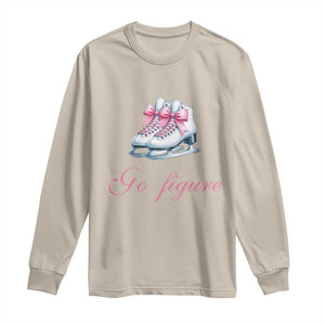 Figure Skater Long Sleeve Shirt Go Figure Coquette Pink Bow Ice Skating TS11 Sand Print Your Wear