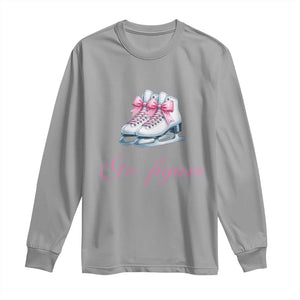 Figure Skater Long Sleeve Shirt Go Figure Coquette Pink Bow Ice Skating TS11 Sport Gray Print Your Wear