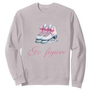Figure Skater Sweatshirt Go Figure Coquette Pink Bow Ice Skating TS11 Ice Gray Print Your Wear