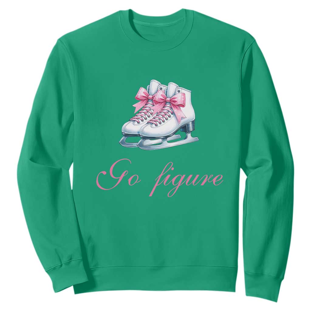 Figure Skater Sweatshirt Go Figure Coquette Pink Bow Ice Skating TS11 Irish Green Print Your Wear