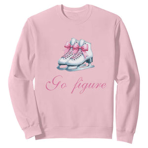 Figure Skater Sweatshirt Go Figure Coquette Pink Bow Ice Skating TS11 Light Pink Print Your Wear