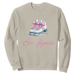 Figure Skater Sweatshirt Go Figure Coquette Pink Bow Ice Skating TS11 Sand Print Your Wear
