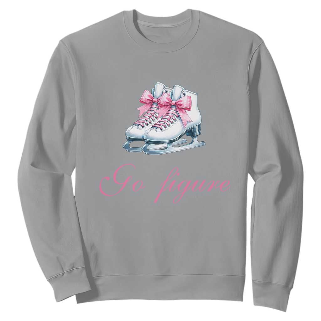 Figure Skater Sweatshirt Go Figure Coquette Pink Bow Ice Skating TS11 Sport Gray Print Your Wear