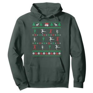 Funny Christmas Figure Ice Skating Skater Hoodie TS11 Dark Forest Green Print Your Wear