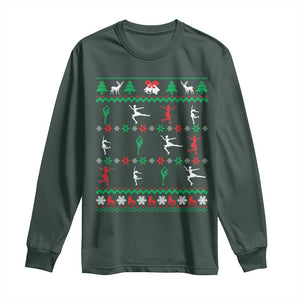 Funny Christmas Figure Ice Skating Skater Long Sleeve Shirt TS11 Dark Forest Green Print Your Wear