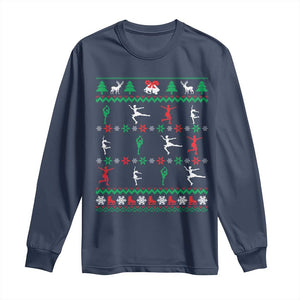 Funny Christmas Figure Ice Skating Skater Long Sleeve Shirt TS11 Navy Print Your Wear