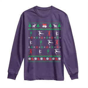 Funny Christmas Figure Ice Skating Skater Long Sleeve Shirt TS11 Purple Print Your Wear