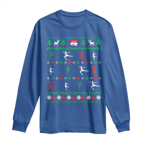 Funny Christmas Figure Ice Skating Skater Long Sleeve Shirt TS11 Royal Blue Print Your Wear