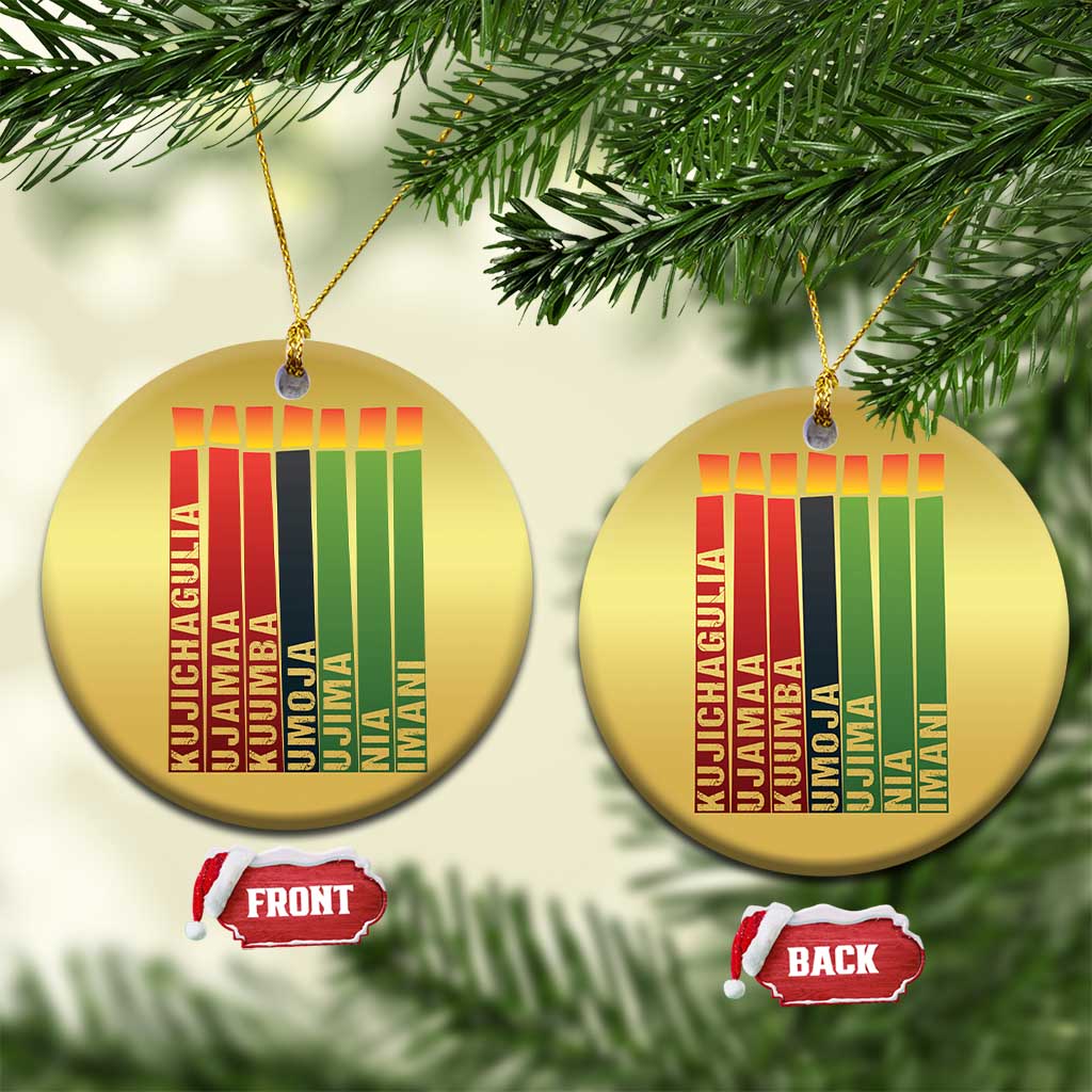 The 7 Principles Of Kwanzaa Christmas Ornament Kinara Candles African Heritage TS11 Circle Gold Print Your Wear