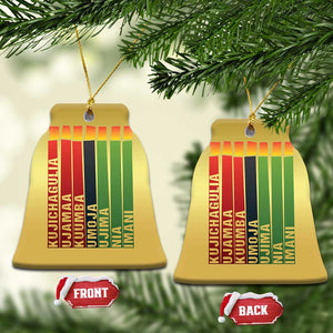 The 7 Principles Of Kwanzaa Christmas Ornament Kinara Candles African Heritage TS11 Bell Flake Gold Print Your Wear