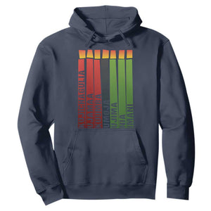 The 7 Principles Of Kwanzaa Hoodie Kinara Candles African Heritage TS11 Navy Print Your Wear