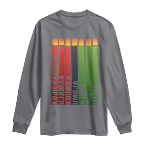 The 7 Principles Of Kwanzaa Long Sleeve Shirt Kinara Candles African Heritage TS11 Charcoal Print Your Wear