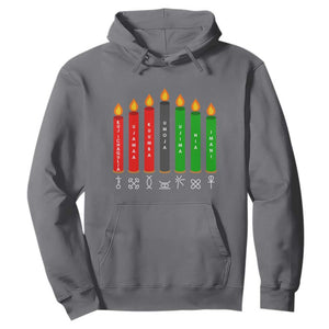 Nguzo Saba Symbols The 7 Principles Of Kwanzaa Hoodie Kinara Candles Symbol TS11 Charcoal Print Your Wear