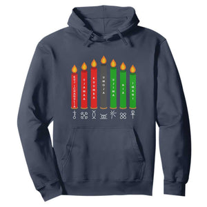 Nguzo Saba Symbols The 7 Principles Of Kwanzaa Hoodie Kinara Candles Symbol TS11 Navy Print Your Wear