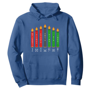 Nguzo Saba Symbols The 7 Principles Of Kwanzaa Hoodie Kinara Candles Symbol TS11 Royal Blue Print Your Wear