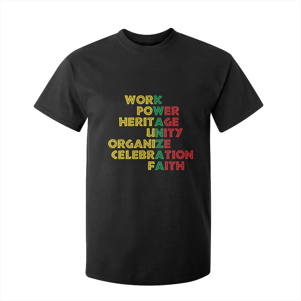 Kwanzaa T Shirt For Kid Work Power Heritage Unity Organize Celebration Faith African Heritage TS11 Black Print Your Wear