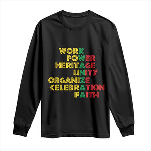 Kwanzaa Long Sleeve Shirt Work Power Heritage Unity Organize Celebration Faith African Heritage TS11 Black Print Your Wear