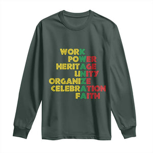 Kwanzaa Long Sleeve Shirt Work Power Heritage Unity Organize Celebration Faith African Heritage TS11 Dark Forest Green Print Your Wear