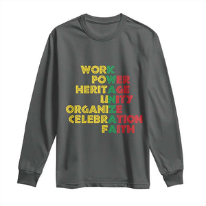 Kwanzaa Long Sleeve Shirt Work Power Heritage Unity Organize Celebration Faith African Heritage TS11 Dark Heather Print Your Wear